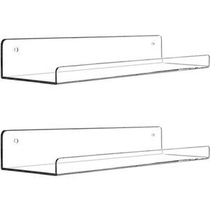 Acrylic Floating Wall Ledge Shelf,Clear Bathroom Storage Shelves Display,Acrylic